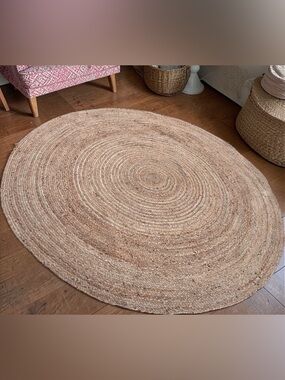 NWT Handmade 6x6 ft Round Jute Rug